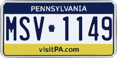 PA license plate MSV1149