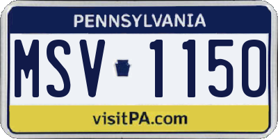 PA license plate MSV1150