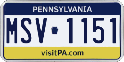 PA license plate MSV1151