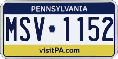 PA license plate MSV1152