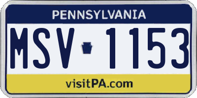 PA license plate MSV1153