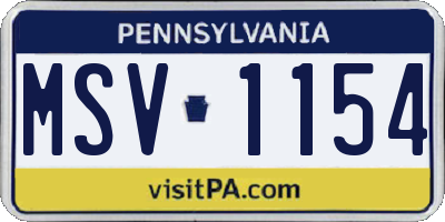 PA license plate MSV1154