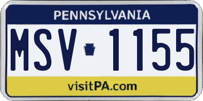 PA license plate MSV1155