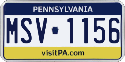 PA license plate MSV1156