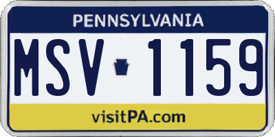 PA license plate MSV1159