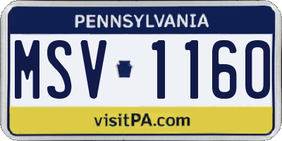 PA license plate MSV1160
