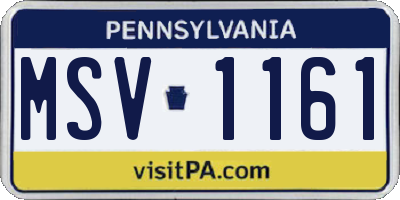 PA license plate MSV1161