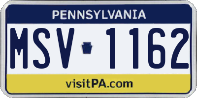 PA license plate MSV1162