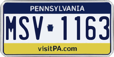 PA license plate MSV1163