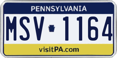 PA license plate MSV1164