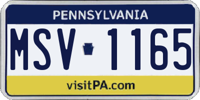 PA license plate MSV1165