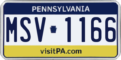 PA license plate MSV1166