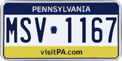PA license plate MSV1167