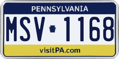PA license plate MSV1168