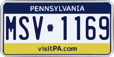 PA license plate MSV1169