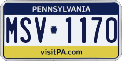PA license plate MSV1170
