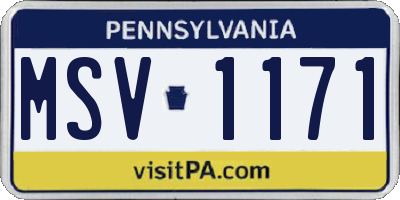 PA license plate MSV1171
