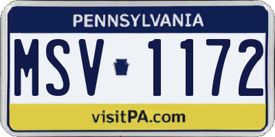 PA license plate MSV1172