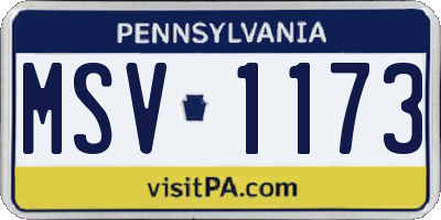 PA license plate MSV1173