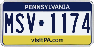PA license plate MSV1174