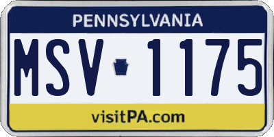PA license plate MSV1175