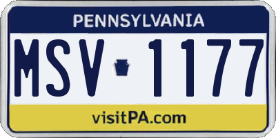 PA license plate MSV1177