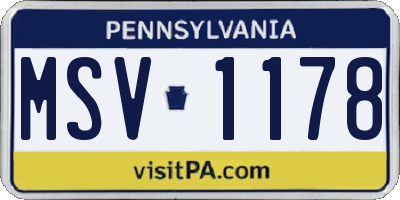 PA license plate MSV1178