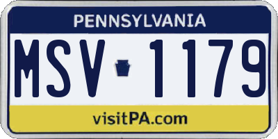 PA license plate MSV1179