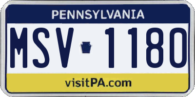 PA license plate MSV1180