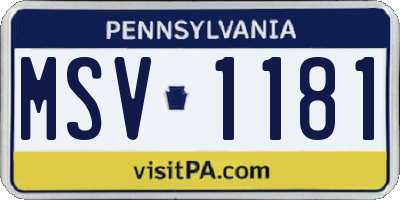 PA license plate MSV1181