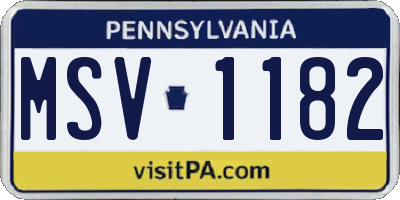PA license plate MSV1182