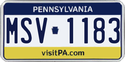 PA license plate MSV1183