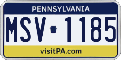 PA license plate MSV1185