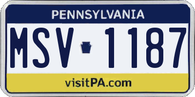 PA license plate MSV1187