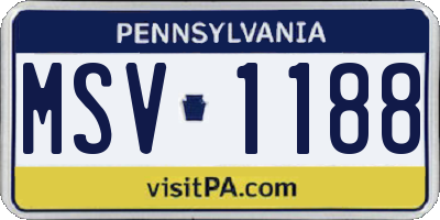PA license plate MSV1188