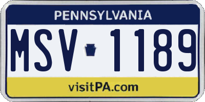 PA license plate MSV1189