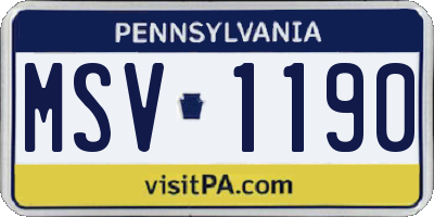 PA license plate MSV1190