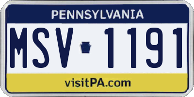 PA license plate MSV1191