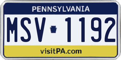 PA license plate MSV1192