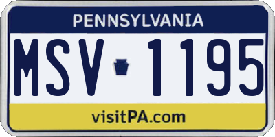 PA license plate MSV1195