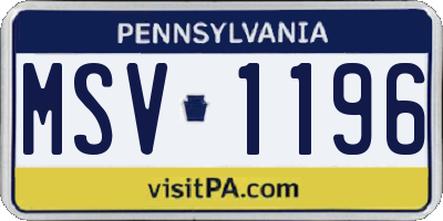 PA license plate MSV1196