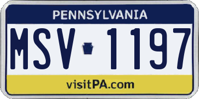 PA license plate MSV1197