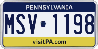 PA license plate MSV1198