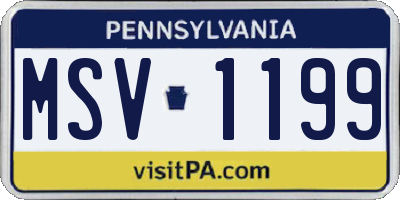 PA license plate MSV1199