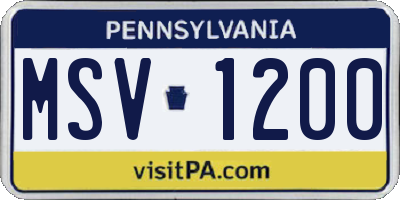 PA license plate MSV1200