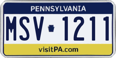 PA license plate MSV1211