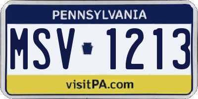 PA license plate MSV1213
