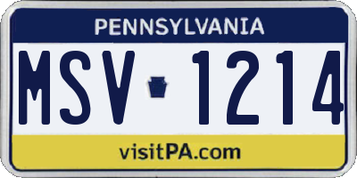 PA license plate MSV1214
