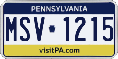 PA license plate MSV1215