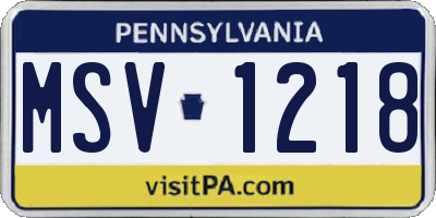 PA license plate MSV1218